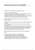 AZ Nurse Practice Act Test (2024) Which action best describes the term professional nursing? a. Care is based on legal expectations b. Maintain competence t