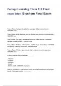 Portage Learning Chem 210 Final exam latest Biochem Final Exam True or False: Hydrogen is called the superglue of the chemical world. - ANSWER-False True or False: Small elements, such as nitrogen