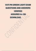 VATI PN GREEN LIGHT EXAM QUESTIONS AND ANSWERS 2024.A+ ULTIMATE GUIDE 