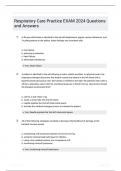 Respiratory Care Practice EXAM 2024 Questions and Answers