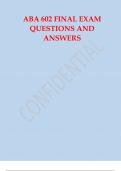 ABA 602 Final Exam questions and answers. ABA 602 Final Exam