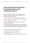 DAVITA FINAL EXAM 2024 QUESTIONS  AND ANSWERS GOOD SCORE IS  GUARANTEED GRADE A+