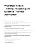 WGU D265 Critical Thinking: Reasoning and Evidence - Practice Assessment 100% GUARANTEE 