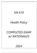 HA 610 HEALTH POLICY LATEST EXAM 2024 HERZING UNI