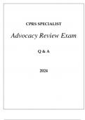 CPRS SPECIALIST ADVOCACY REVIEW EXAM Q & A 2024.