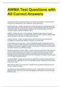 AWMA Test Questions with All Correct Answers