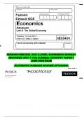 PEARSON EDEXCEL GCE A-LEVEL ECONOMICS 6EC04/01 ADVANCED UNIT 4 THE GLOBBAL ECONOMY PAPER 1 JUNE 2024 EXAM  (AUTHENTIC MARKING SCHEME ATTACHED)