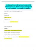 4th Class Power Engineering Unit A3: Introduction to Power Engineering and Its Governance in Canada Graded A+