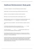 Healthcare Reimbursement -Study guide Question and answers 100% correct  2024