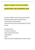 NSG210 HEART FAILURE EXAM   QUESTIONS AND ANSWERS 2024