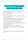 BUNDLE for State Farm Insurance License Exam Latest 2024 | State Farm Fire Independent Policy Exam | State Farm License Exam