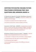 CERTIFIED PSYCHIATRIC REHABILITATION  PRACTIONER [CPRP]EXAM PREP 2024  QUESTIONS AND ANSWERS GRADE A+