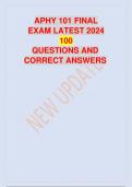 APHY 101 FINAL EXAM LATEST 2024 100 QUESTIONS AND CORRECT ANSWERS.