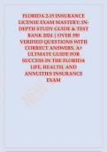 FLORIDA HEALTH INSURANCE EXAM l HEALTH AND LIFE INSURANCE EXAM COMPREHENSIVE TESTBANK WITH OVER 700 EXPERT SOLVED QUESTIONS.A+ ULTIMATE GUIDE 2024 Florida Laws & Rules Chiropractic Board ACTUAL TEST 87 QUESTIONS AND ANSWERS 2024