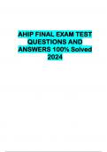 AHIP Final Exam Test Questions and Answers 