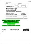 EDEXCEL GCE A-LEVEL  PSYCHOLOGY 6PS02/01 ADVANCED SUBSIDIARY UNIT 2, UNDERSTANDING THE INDIVIDUAL JUNE EXAM 2024  (AUTHENTIC MARKING SCHEME ATTACHED)