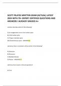 SCOTT PILATES WRITTEN EXAM (ACTUAL) LATEST  2024 WITH 70+ EXPERT CERTIFIED QUESTIONS AND ANSWERS I ALREADY GRADED A+ 