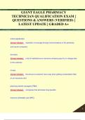 GIANT EAGLE PHARMACY TECH  QUALIFICATION EXAM | QUESTIONS &  ANSWERS (VERIFIED) | LATEST  UPDATE | GRADED A