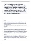 CON 2370 Simplified Acquisition Procedures ("Caution" Make sure the questions and answers are word for word if not you could be answering the question wrong when you think you are answering correctly on the actual test) Questions & Answers!!