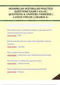 HEARING AN VESTIBULAR PRACTICE  QUESTIONS EXAM 3 EXAM |  QUESTIONS & ANSWERS (VERIFIED) |  LATEST UPDATE | GRADED A+