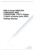 AQA A-level ENGLISH LANGUAGE AND LITERATURE Paper 1 Mark scheme June 2023 Telling Stories