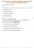  PHIL-347:| PHIL 347 CRITICAL REASONING EXAM 5 QUESTIONS  WITH 100% CORRECT ANSWERS| GRADED A+