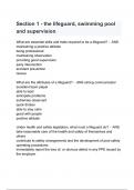 Section 1 - the lifeguard, swimming pool and supervision Exam Questions with correct Answers 2024/2025( A+ GRADED 100% VERIFIED).