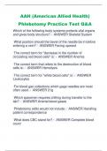 AAH (American Allied Health) Phlebotomy Practice Test Q&A