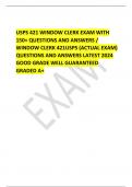 USPS 421 WINDOW CLERK EXAM WITH 150+ QUESTIONS AND ANSWERS / WINDOW CLERK 421USPS (ACTUAL EXAM) QUESTIONS AND ANSWERS LATEST 2024 GOOD GRADE WELL GUARANTEED GRADED A+