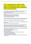 CFP - Fundamentals 7 Steps of the Financial Planning Process, Code of Ethics and Standards Exam Questions with Correct Answers