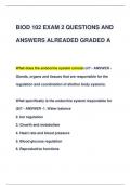 BIOD 102 EXAM 2 QUESTIONS AND  ANSWERS ALREADED GRADED A