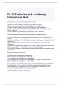 Ch. 19 Endocrine and Hematology Emergencies Quiz with correct Answers