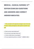 MEDICAL –SUGICAL NURSING 10TH EDITION EXAM 2024 QUESTIONS  AND ANSWERS AND CORRECT  ANSWER INDICATED.