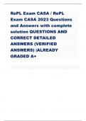 RePL Exam CASA / RePL  Exam CASA 2023 Questions  and Answers with complete  solution QUESTIONS AND  CORRECT DETAILED  ANSWERS (VERIFIED  ANSWERS) |ALREADY  GRADED A+