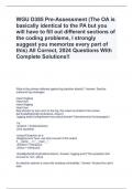 WGU D385 Pre-Assessment (The OA is basically identical to the PA but you will have to fill out different sections of the coding problems, I strongly suggest you memorize every part of this) All Correct, 2024 Questions With Complete Solutions!!