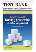 Test Bank for Essentials of Nursing Leadership and Management, 7th Edition (Weiss, 2020), Chapter 1-16 | All Chapters