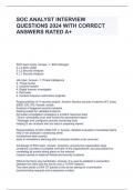 SOC ANALYST INTERVIEW QUESTIONS 2024 WITH CORRECT ANSWERS RATED A+