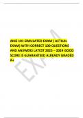  AINS 101 SIMULATED EXAM ( ACTUAL EXAM) WITH CORRECT 100 QUESTIONS AND ANSWERS LATEST 2023 – 2024 GOOD SCORE IS GUARANTEED ALREADY GRADED A+