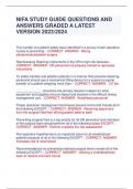 NIFA STUDY GUIDE QUESTIONS AND ANSWERS GRADED A LATEST VERSION 2023/2024        The number one patient safety issue identified in a survey of peri-operative nurses is preventing: - CORRECT  ANSWER   Wrong site/procedure/patient surgery    Reprocessing (fl