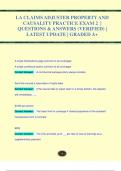 LA CLAIMS ADJUSTER PROPERTY AND  CAUSALITY PRACTICE EXAM 2 |  QUESTIONS & ANSWERS (VERIFIED) |  LATEST UPDATE | GRADED A+