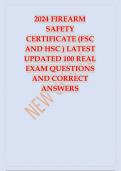 2024 FIREARM SAFETY CERTIFICATE (FSC AND HSC ) LATEST UPDATED 100 REAL EXAM QUESTIONS AND CORRECT ANSWERS 