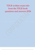 TDLR written exam info from the TDLR book questions and answers 2024.