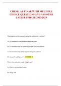 CHEM LAB FINAL WITH MULTIPLE  CHOICE QUESTIONS AND ANSWERS  LATEST UPDATE 2023/2024