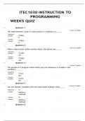 ITEC1030 INSTRUCTION TO PROGRAMMING WEEK5 QUIZ