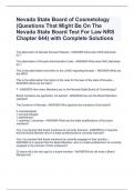 Nevada State Board of Cosmetology (Questions That Might Be On The Nevada State Board Test For Law NRS Chapter 644) with Complete Solutions