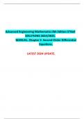 Advanced Engineering Mathematics 8th Edition O’Neil SOLUTIONS 2024/2025. MANUAL. Chapter 2. Second-Order Differential Equations.  LATEST 2024 UPDATE.