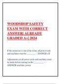 WOODSHOP SAFETY EXAM WITH CORRECT ANSWER| ALREADY GRADED A+| 2024