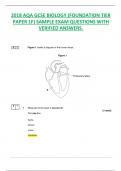 AQA GCSE BIOLOGY (FOUNDATION TIER  PAPER 1F) SAMPLE 2018 EXAM QUESTIONS WITH  VERIFIED ANSWERS.