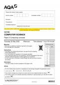 2023 AQA GCSE COMPUTER SCIENCE 8525/2 Paper 2 Computing concepts Question Paper & Mark  scheme (Merged) June 2023 [VERIFIED] GCSE COMPUTER SCIENCE