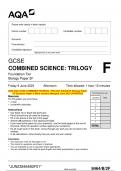 2023 AQA GCSE COMBINED SCIENCE: TRILOGY 8464/B/2F Biology Paper  2F Question Paper & Mark scheme (Merged) June 2023 [VERIFIED]